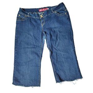 Apple Bottoms Capri‎ Jeans Womens Blue Denim Embroidered Flap Pockets 15/16